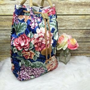 Vntg Lacrosse Floral Print Canvas Sling Bag